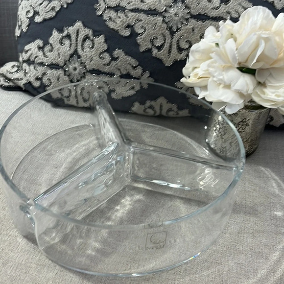 CIRCLE Glass Made in Turkey Round Divided Decorative Serving Bowl - Picture 9 of 9